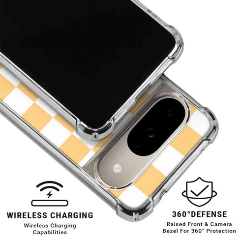 Yellow and White Checkerboard Google Pixel 10 Clear Case
